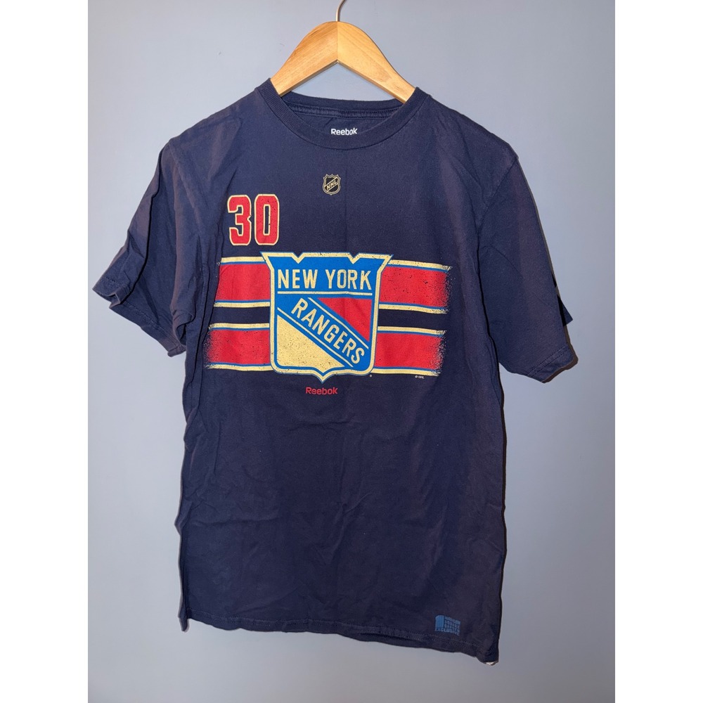 Reebok Mens New York Rangers Henrik Lundqvist 30 MSG Exclusive T-Shirt Navy M